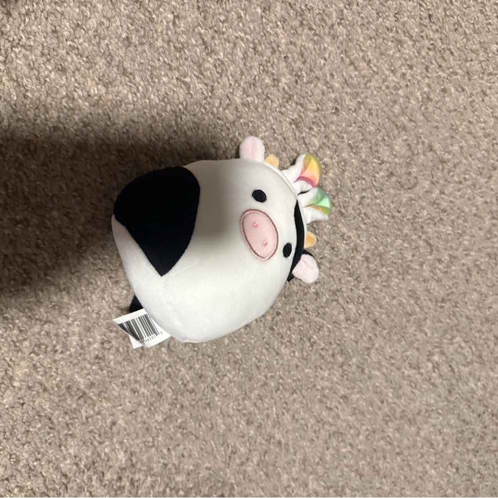 Squishmallows Cow Plush - White, Black, and Rainbow